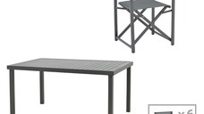 Set masa si scaune 7 buc de gradina Mabu-Kliton Pako World Antracit 150x80x74 cm