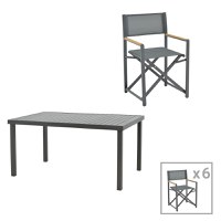 Set masa si scaune 7 buc de gradina Mabu-Kliton Pako World Antracit 150x80x74 cm - 1