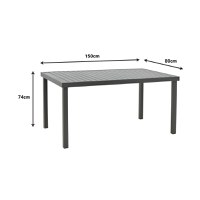 Set masa si scaune 7 buc de gradina Mabu-Kliton Pako World Antracit 150x80x74 cm - 12