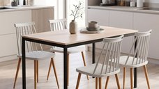 Set masa si scaune dining, 5 buc, Aurora Faragio, Pako, Gri 120x75x75 cm
