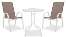 Set Masa si Scaune Gradina Calan-Watson 3 Piese Alb - Maro