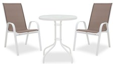 Set Masa si Scaune Gradina Calan-Watson 3 Piese Alb - Maro