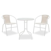 Set Masa si Scaune Gradina Watson-Obbi 3 Piese Alb - 1