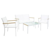 Set Masa si Scaune Lounge Jacie 4 Piese Alb - 2