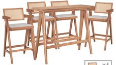 Set masa si scaune pentru sufragerie Winslow Ι set 7 piese lemn de arbore de cauciuc, culoarea nuc deschis 120x45x100cm