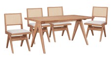 Set masa si scaune pentru sufragerie Winslow set 5 piese lemn de arbore de cauciuc, culoarea nuc deschis 160x85x75cm