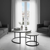 Set Masuta de cafea 2 buc Solme I Alb 80x80x45 cm - 1