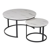 Set Masuta de cafea 2 buc Solme I Alb 80x80x45 cm - 3