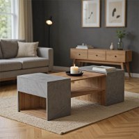 Set Masuta de cafea 3 buc Morfi Maro 105x45x37 cm - 1