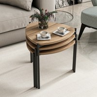Set masute de cafea stivuibile, 3 bucati Lenny Nuc 45x45x45 cm - 4