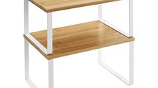 Set Songmics KCS02NW cu 2 organizatoare de dulap, metal si bambus, alb si natural
