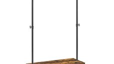 Suport pentru haine cu roti, Vasagle, 90 kg, HSR65BXV1, Maro Rustic