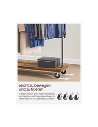 Suport pentru haine cu roti, Vasagle, 90 kg, HSR65BXV1, Maro Rustic - 5