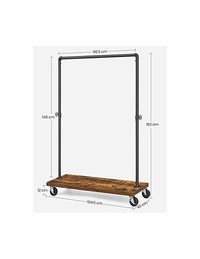 Suport pentru haine cu roti, Vasagle, 90 kg, HSR65BXV1, Maro Rustic - 6