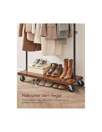 Suport pentru haine cu roti, Vasagle, 90 kg, HSR65BXV1, Maro Rustic - 7