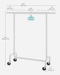 Suport pentru haine reglabil cu roti Songmics Alb 150x45x162.9 cm - 7