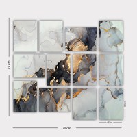 Tablou, 12 bucati 12MDF42YS Multicolor 20x15x3 cm - 2