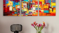Tablou, 3 bucati PDR6 Multicolor 30x30x3 cm