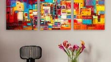 Tablou, 3 bucati PDR6 Multicolor 30x30x3 cm