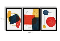 Tablou, 3 bucati Venetia Floare Rosu 38x53 cm - 3