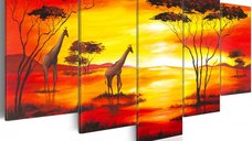 Tablou Canvas Bimago - Girafele la Apus 100x50 cm