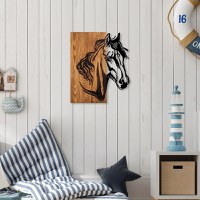 Tablou din lemn si metal Horse Nuc 48x57 cm - 3