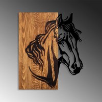 Tablou din lemn si metal Horse Nuc 48x57 cm - 4