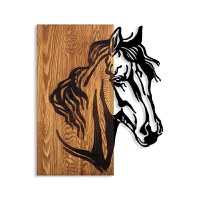 Tablou din lemn si metal Horse Nuc 48x57 cm - 6