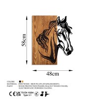 Tablou din lemn si metal Horse Nuc 48x57 cm - 7
