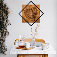 Tablou din lemn si metal Tree Nuc 54x54 cm - 1