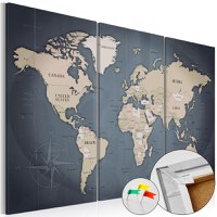 Tablou din plută - Anthracitic World [Cork Map] 90x60 cm - 1