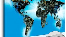 Tablou din plută - Blue World [Cork Map] 90x60 cm