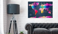 Tablou din plută - Colourful Crystals [Cork Map] 90x60 cm - 2