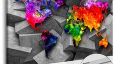 Tablou din plută - Cubic World [Cork Map] 90x60 cm