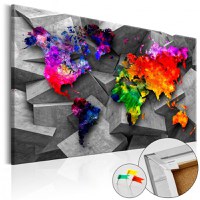 Tablou din plută - Cubic World [Cork Map] 90x60 cm - 1