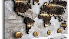 Tablou din plută - Golden Journey [Cork Map] 90x60 cm