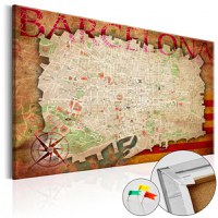 Tablou din plută - Map of Barcelona [Cork Map] 120x80 cm - 1