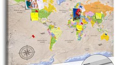 Tablou din plută - Maps: Vintage Style [Cork Map] 120x80 cm