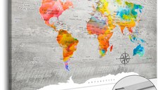 Tablou din plută - Multicolored Travels [Cork Map] 120x80 cm