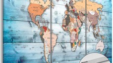 Tablou din plută - Sapphire Travels [Cork Map] 60x40 cm