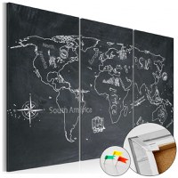 Tablou din plută - Travel broadens the mind (triptych) [Cork Map] 60x40 cm - 1