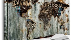 Tablou din plută - Wooden Border [Cork Map] 90x60 cm