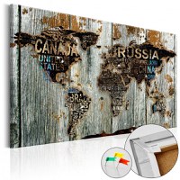 Tablou din plută - Wooden Border [Cork Map] 90x60 cm - 1