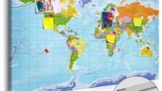 Tablou din plută - World Map: Countries Flags [Cork Map] 120x80 cm
