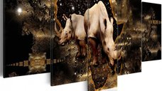 Tablou - Golden Rhino 100x50 cm