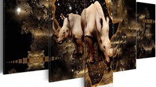 Tablou - Golden Rhino 100x50 cm