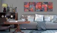 Tablou - Metal Mosaic: Red 150x50 cm - 2