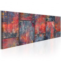 Tablou - Metal Mosaic: Red 150x50 cm - 1