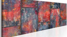 Tablou - Metal Mosaic: Red 150x50 cm