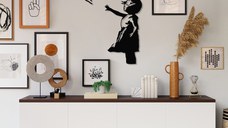 Tablou metalic Banksy Negru 105x85 cm